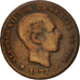 Moneta, Spagna, Alfonso XII, 5 Centimos, 1877, Madrid, MB, Bronzo, KM:674