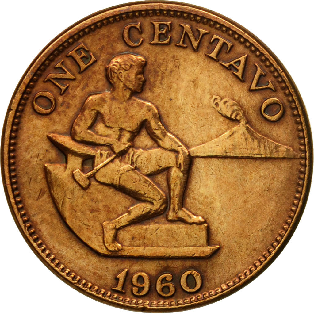 Moneda, Filipinas, Centavo, 1960, BC+, Bronce, KM:186