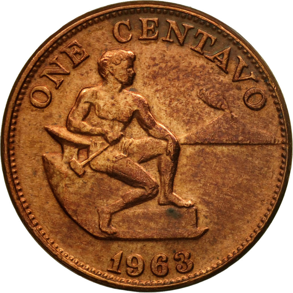 Moneda, Filipinas, Centavo, 1963, BC+, Bronce, KM:186