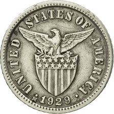 Moneda, Filipinas, 10 Centavos, 1929, BC+, Plata, KM:169