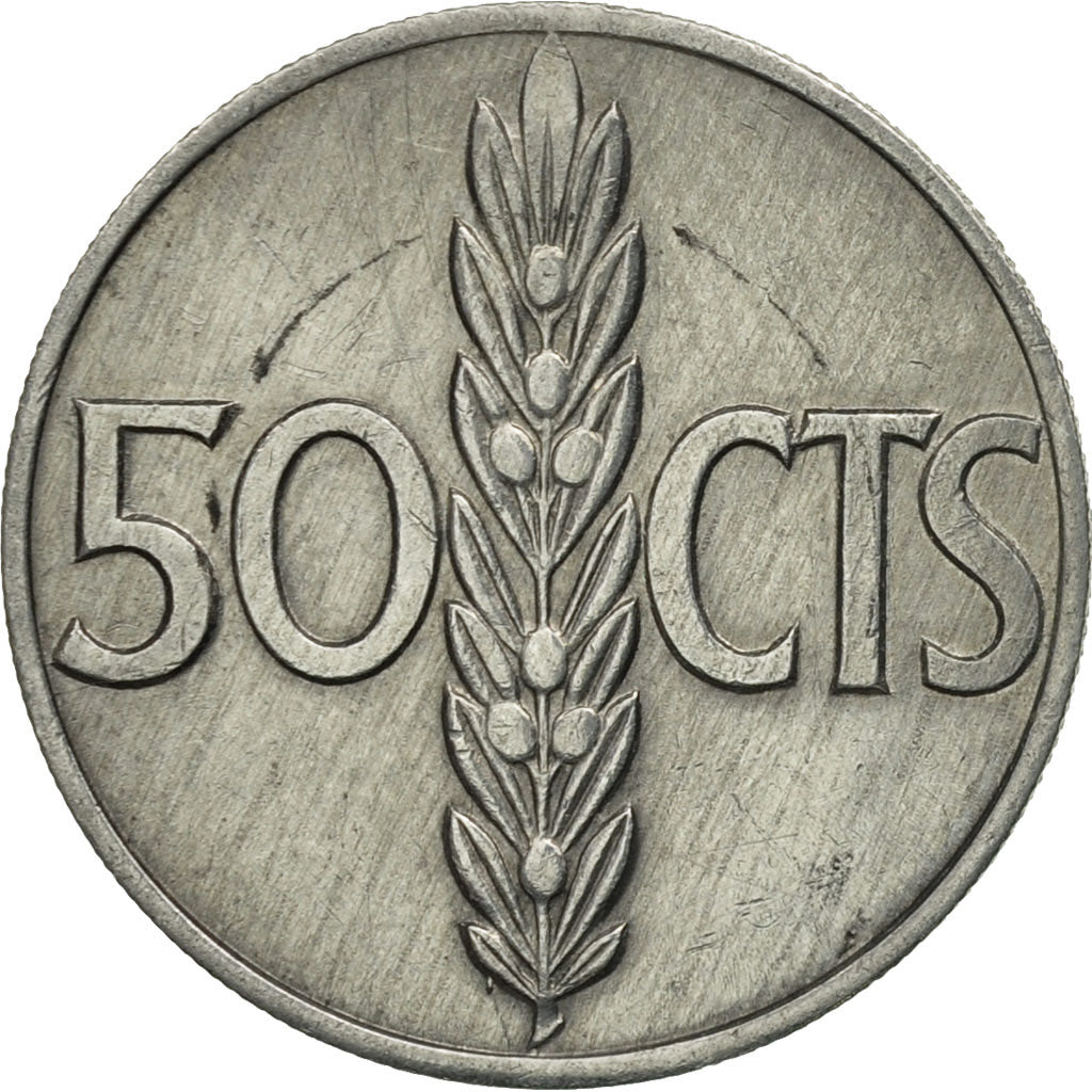 Moneda, España, Francisco Franco, caudillo, 50 Centimos, 1968, MBC, Aluminio
