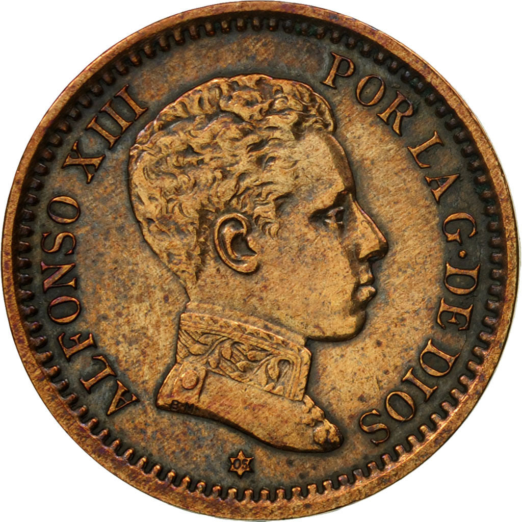 Moneta, Spagna, Alfonso XIII, 2 Centimos, 1905, Madrid, MB+, Rame, KM:722