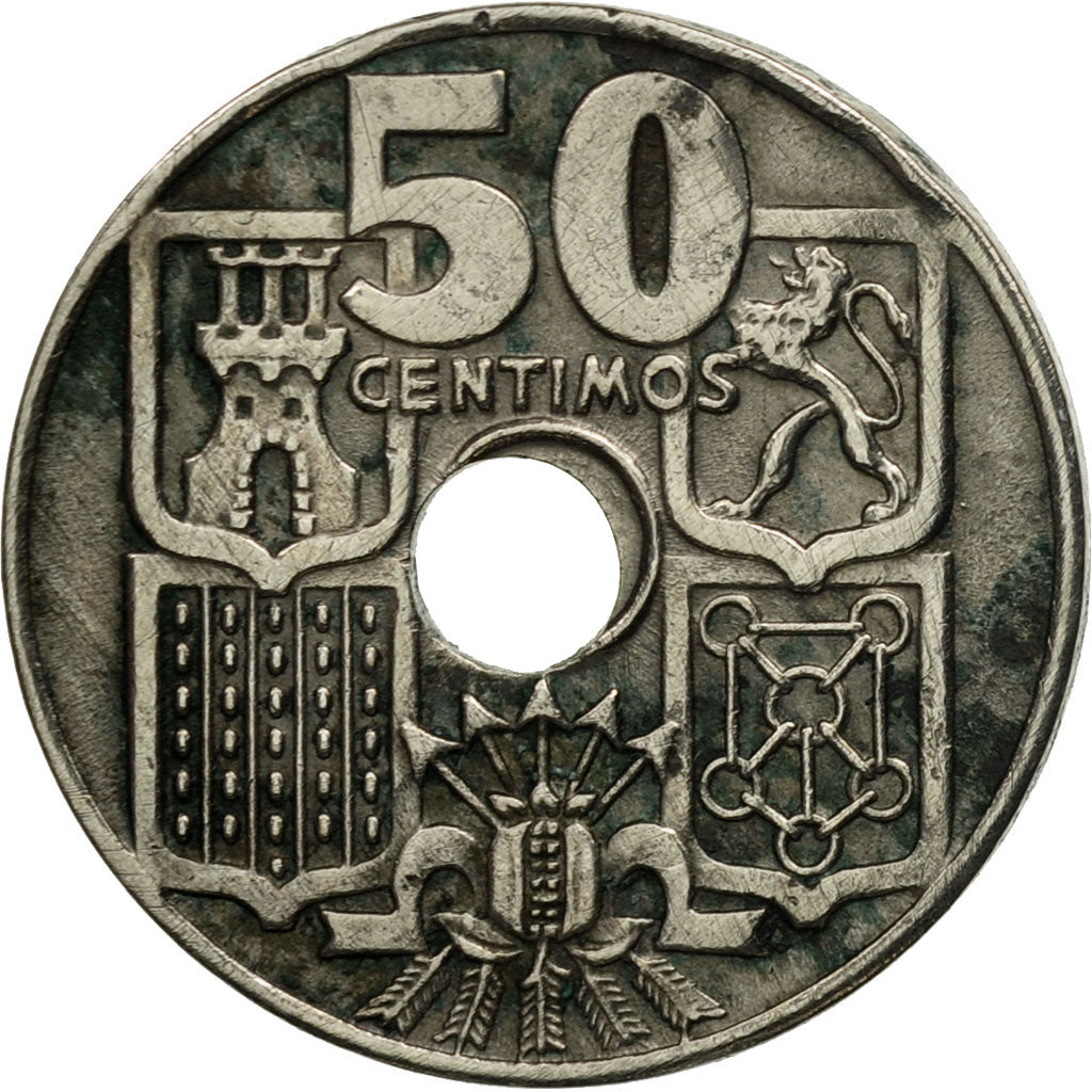 Coin, Spain, Francisco Franco, caudillo, 50 Centimos, 1952, VF(20-25)