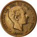 Moneda, España, Alfonso XII, 5 Centimos, 1879, Madrid, MBC+, Bronce, KM:674
