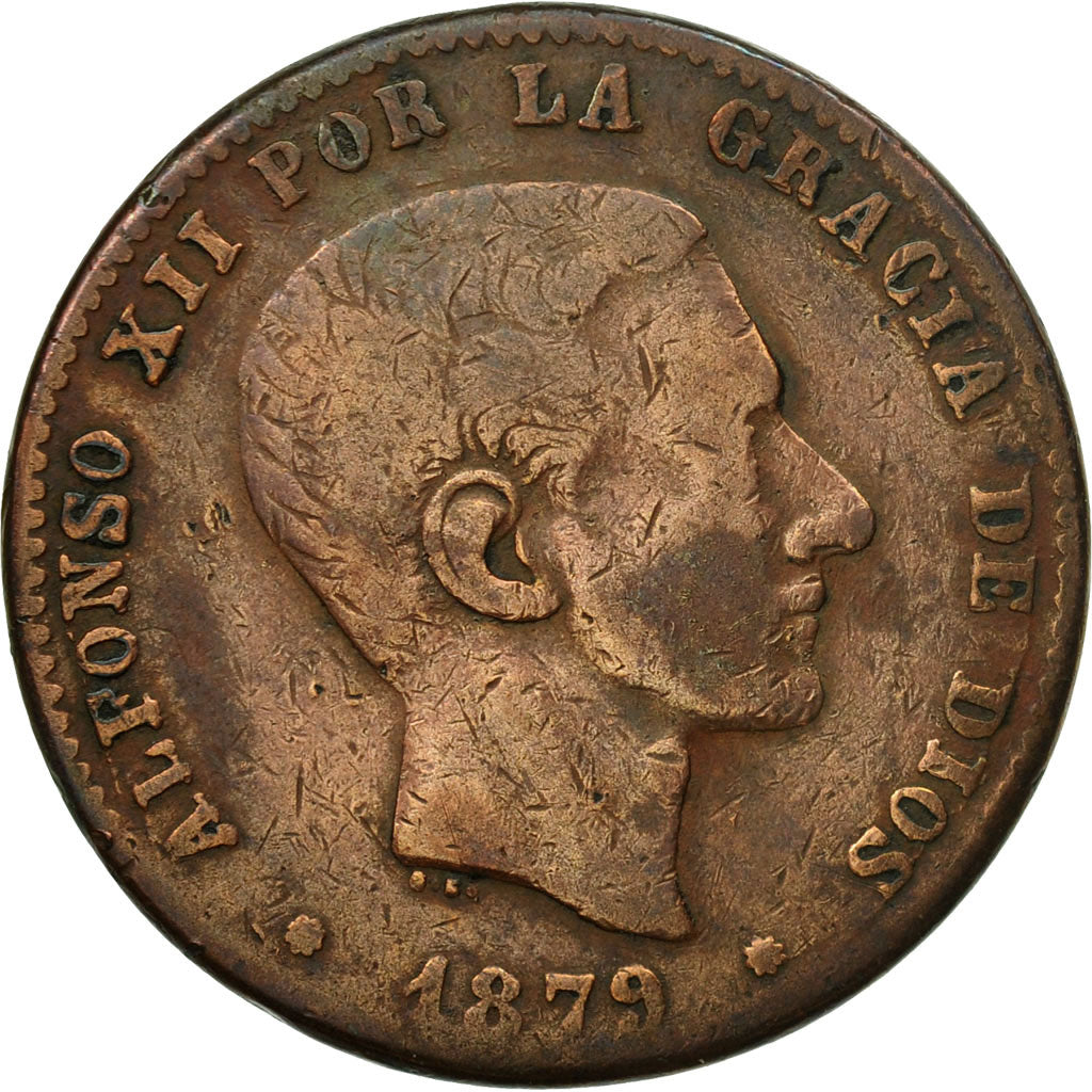 Coin, Spain, Alfonso XII, 10 Centimos, 1979, Madrid, VF(30-35), Bronze, KM:675