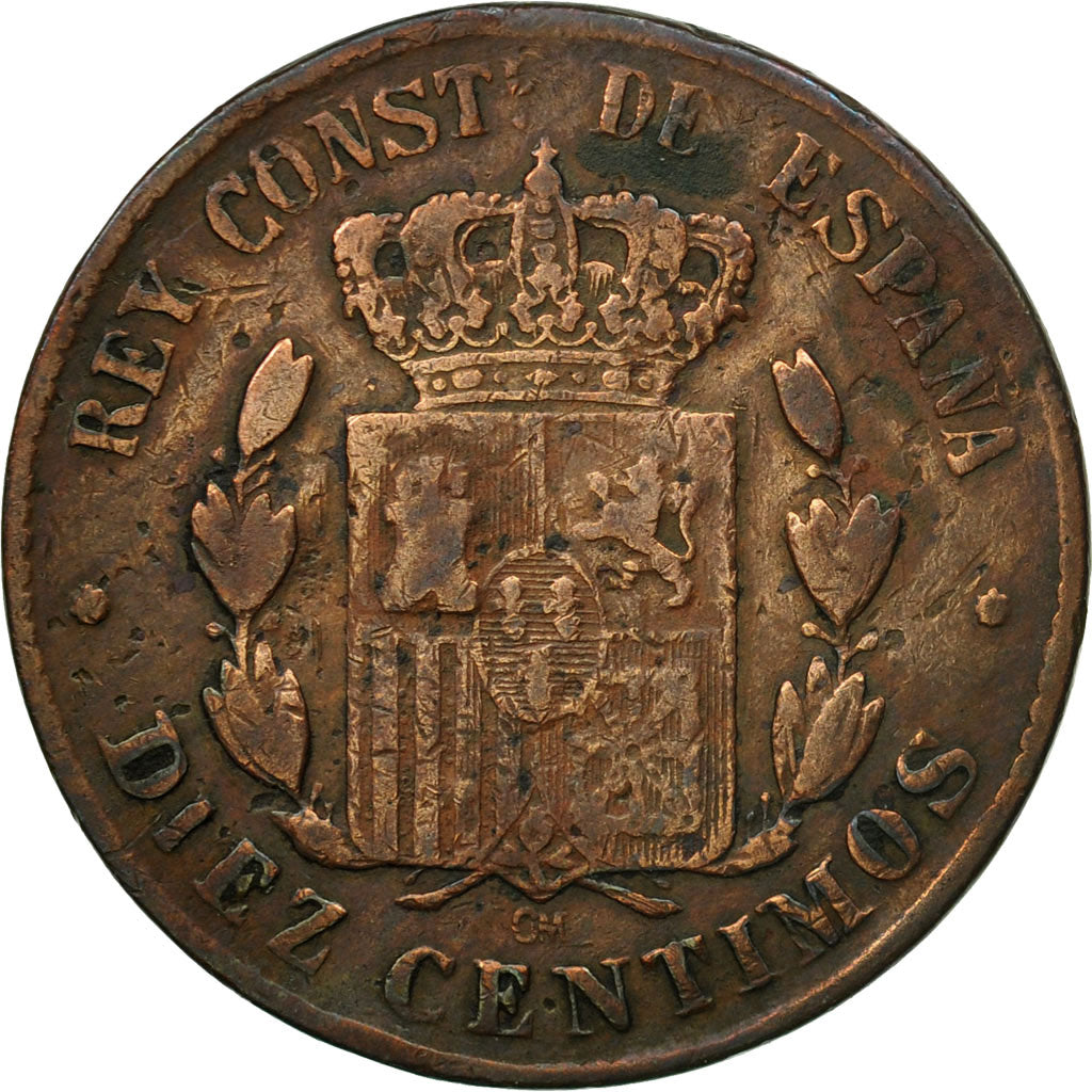 Coin, Spain, Alfonso XII, 10 Centimos, 1979, Madrid, VF(30-35), Bronze, KM:675