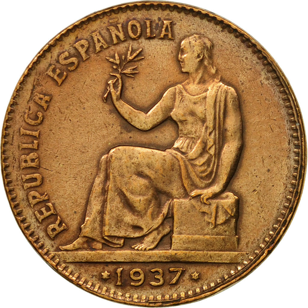 Münze, Spanien, 50 Centimos, 1937, Madrid, S+, Kupfer, KM:754.1