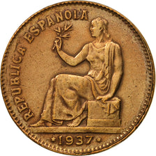Münze, Spanien, 50 Centimos, 1937, Madrid, S+, Kupfer, KM:754.1