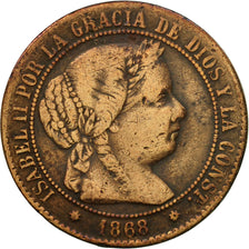 Münze, Spanien, Isabel II, 2-1/2 Centimos, 1868, Madrid, S+, Kupfer, KM:634.1