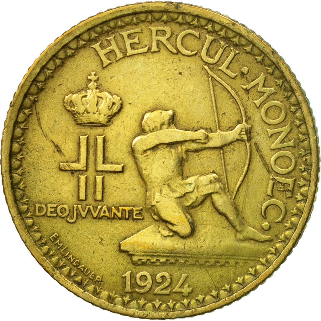 Monnaie, Monaco, Louis II, 2 Francs, 1924, Poissy, TTB, Aluminum-Bronze