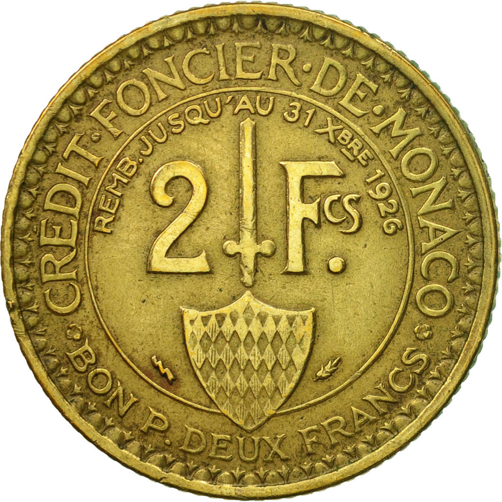 Monnaie, Monaco, Louis II, 2 Francs, 1924, Poissy, TTB, Aluminum-Bronze