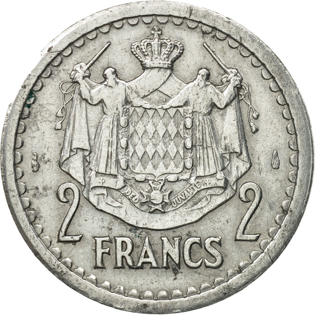 Moneta, Monaco, Louis II, 2 Francs, Undated (1943), Poissy, EF(40-45)