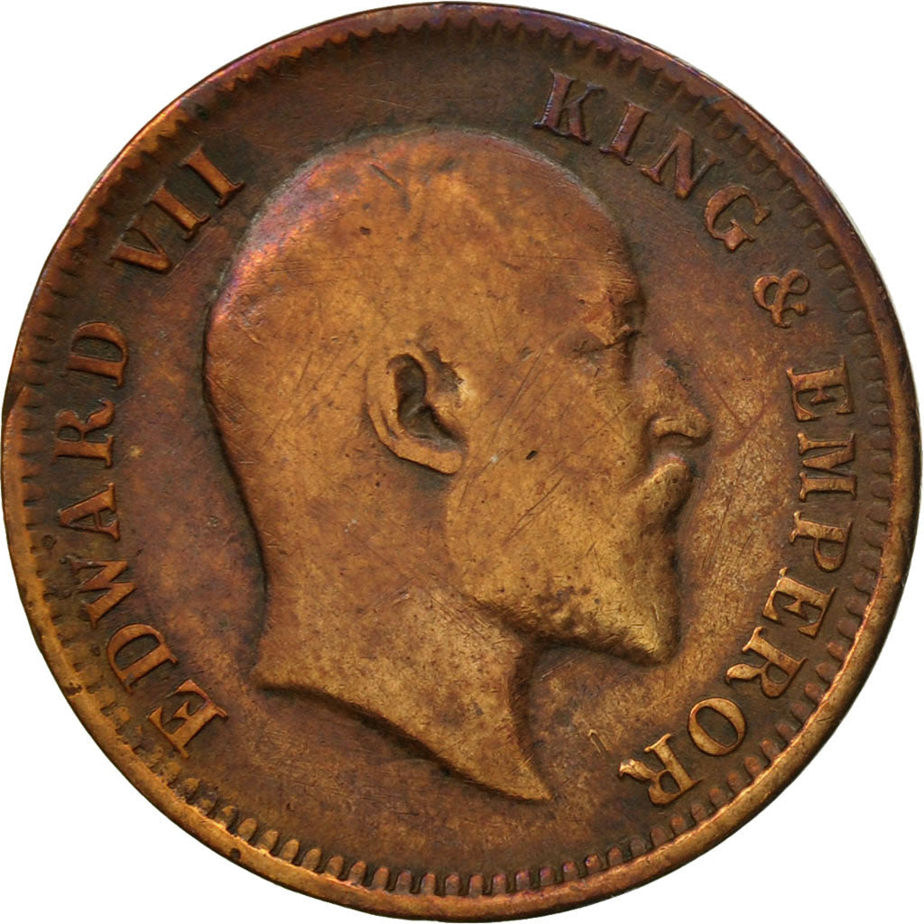 Munten, INDIA-BRITS, Edward VII, 1/4 Anna, 1906, Calcutta, ZF, Bronze, KM:502