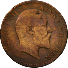 Coin, INDIA-BRITISH, Edward VII, 1/4 Anna, 1907, Calcutta, EF(40-45), Bronze