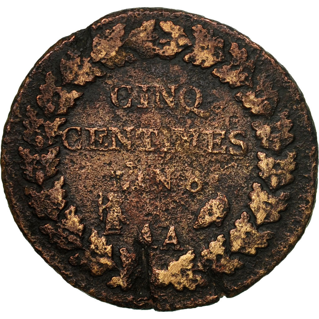Munten, Frankrijk, Dupré, 5 Centimes, 1799, Metz, FR, Bronze, KM:640.2