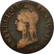 Munten, Frankrijk, Dupré, 5 Centimes, 1798, Paris, FR+, Bronze, KM:640.1