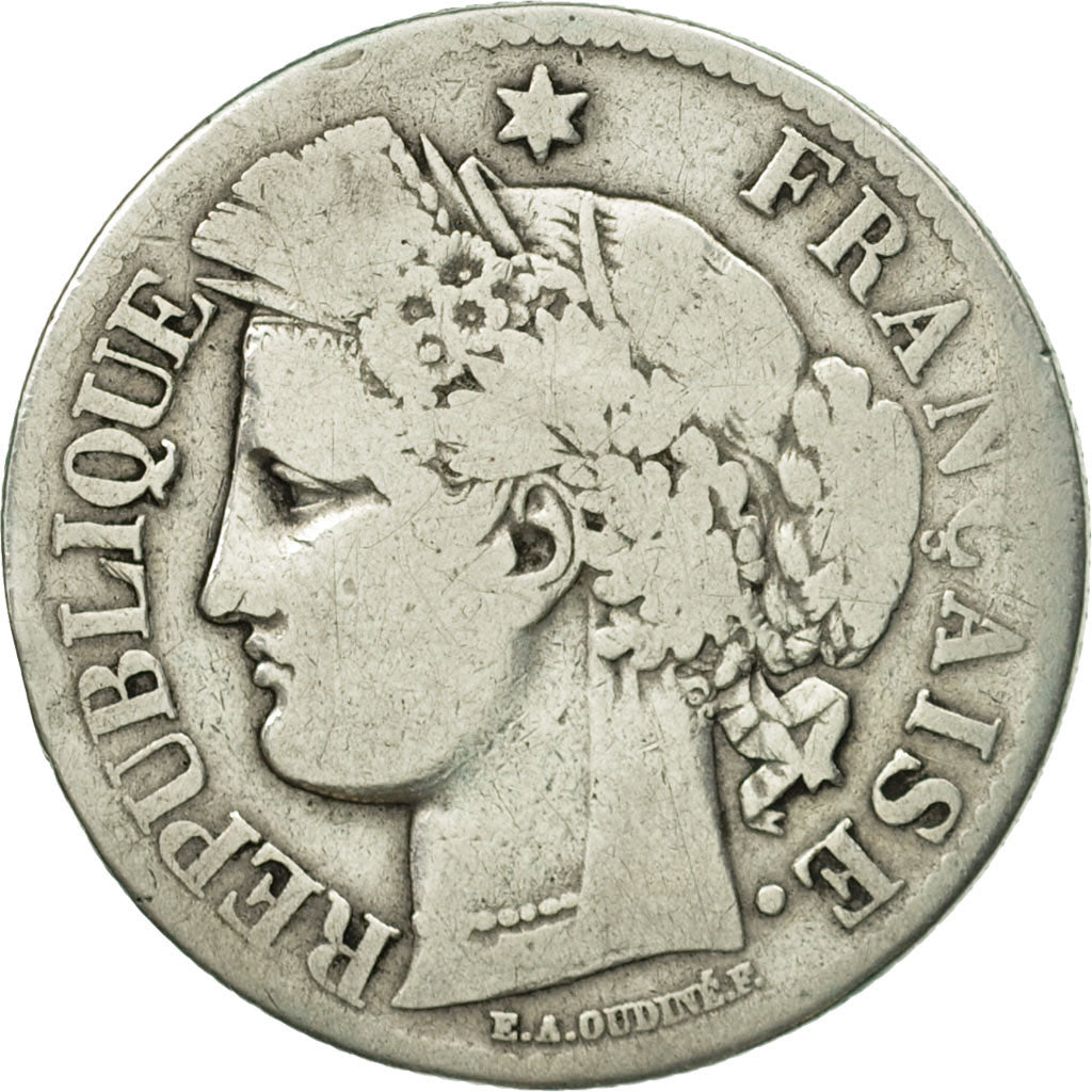 Coin, France, Cérès, 2 Francs, 1871, Paris, VF(20-25), Silver, KM:817.1