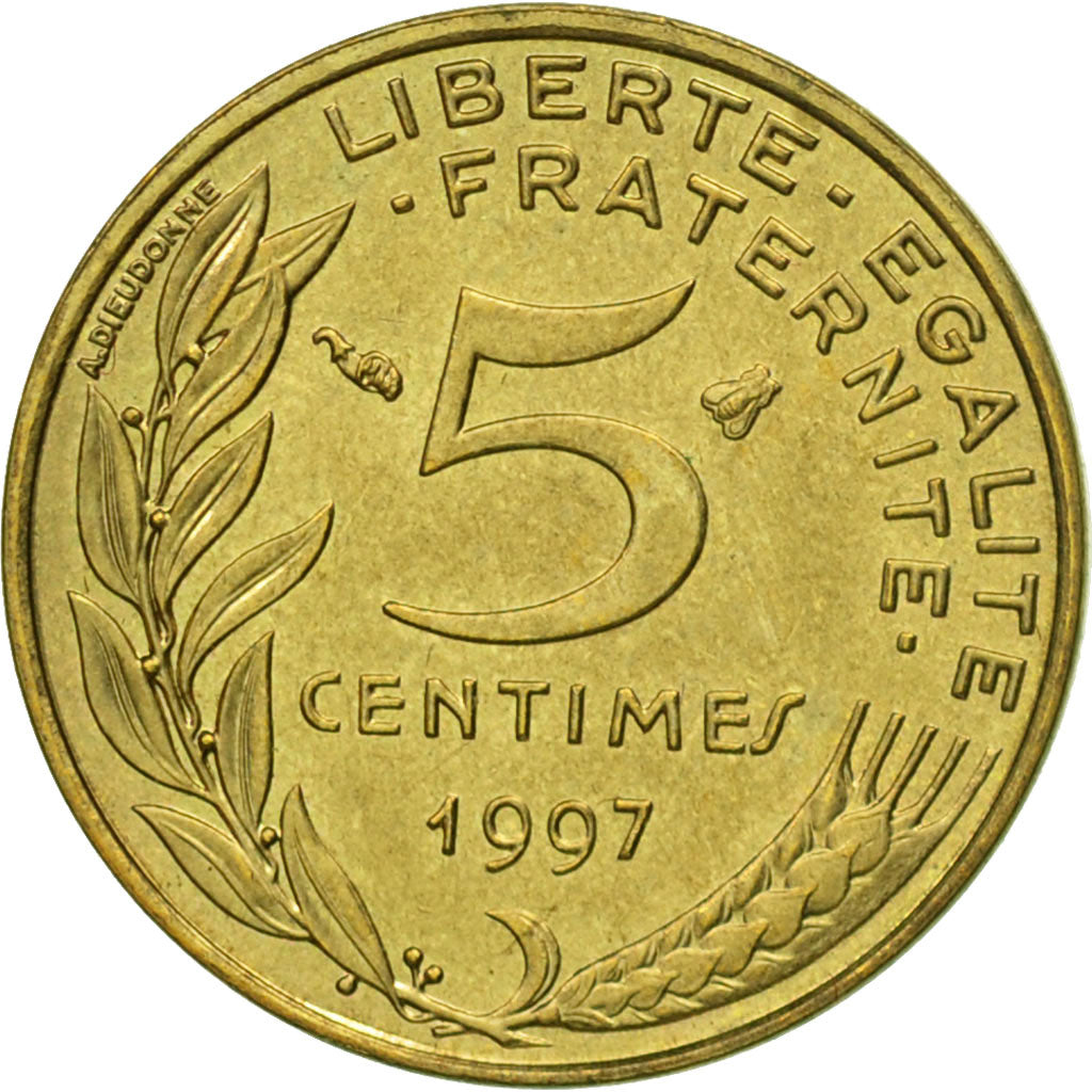 Coin, France, Marianne, 5 Centimes, 1997, Paris, EF(40-45), Aluminum-Bronze