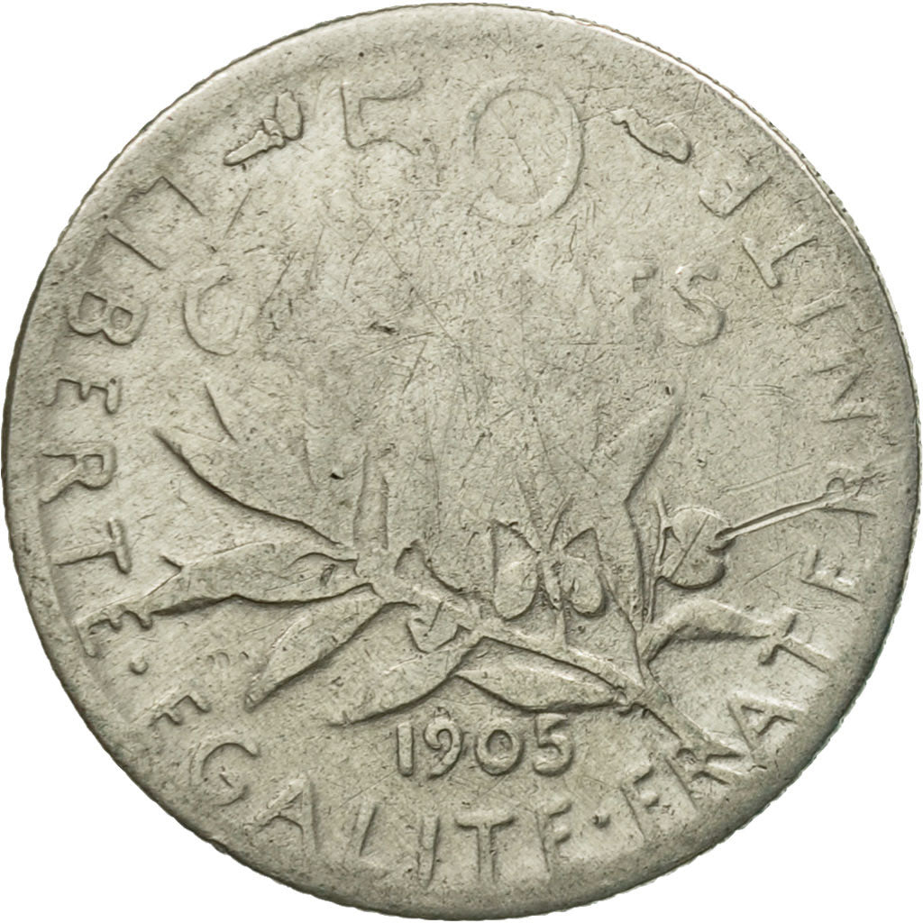 Monnaie, France, Semeuse, 50 Centimes, 1905, Paris, TB+, Argent, Gadoury:420