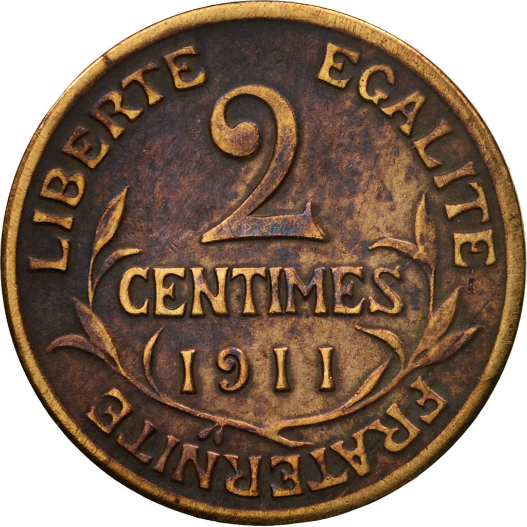 Munten, Frankrijk, Napoleon III, Dupuis, 2 Centimes, 1911, Paris, FR+, Bronze