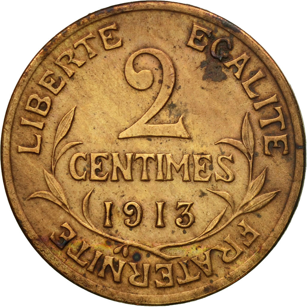 Moneda, Francia, Dupuis, 2 Centimes, 1913, Paris, BC+, Bronce, KM:841