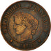 Moneta, Francia, Cérès, 2 Centimes, 1878, Paris, MB+, Bronzo, KM:827.1