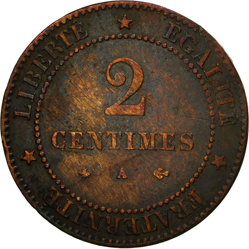 Monnaie, France, Cérès, 2 Centimes, 1878, Paris, TB+, Bronze, Gadoury:105