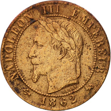 Moneda, Francia, Napoleon III, Napoléon III, Centime, 1862, Bordeaux, BC+