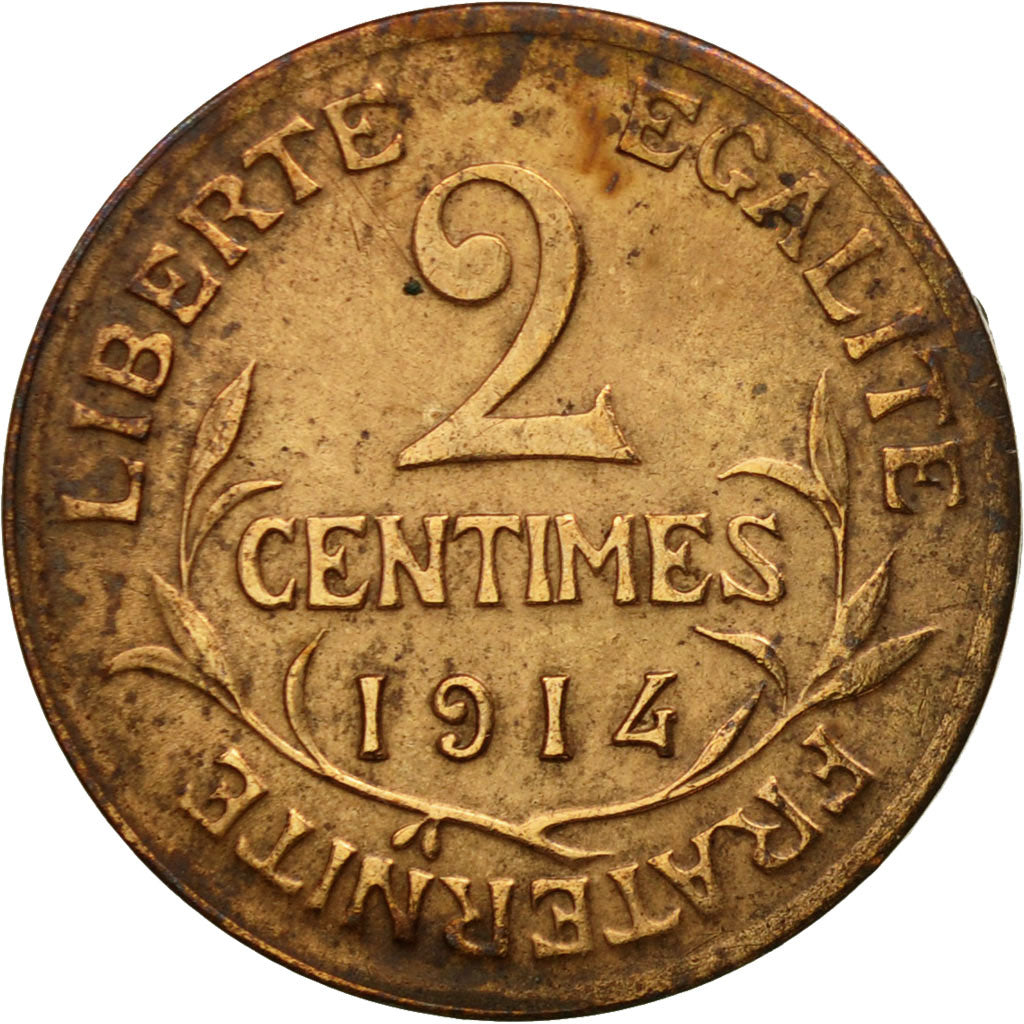 Moneda, Francia, Dupuis, 2 Centimes, 1914, Paris, BC+, Bronce, KM:841
