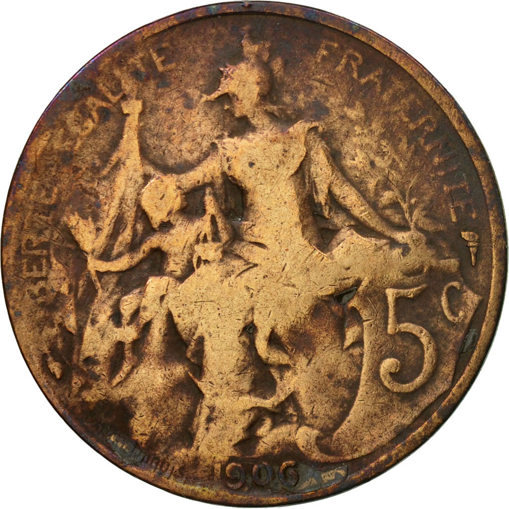 Moneda, Francia, Dupuis, 5 Centimes, 1906, Paris, BC+, Bronce, KM:842