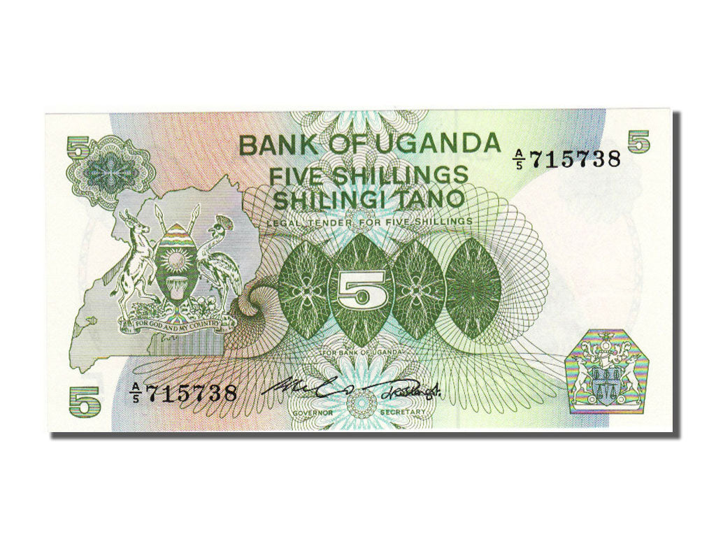 Uganda, 5 Shillings, 1982, KM #15, UNC(65-70), A5715738