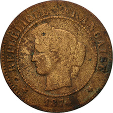 Moneta, Francia, Cérès, 5 Centimes, 1874, Paris, MB, Bronzo, KM:821.1