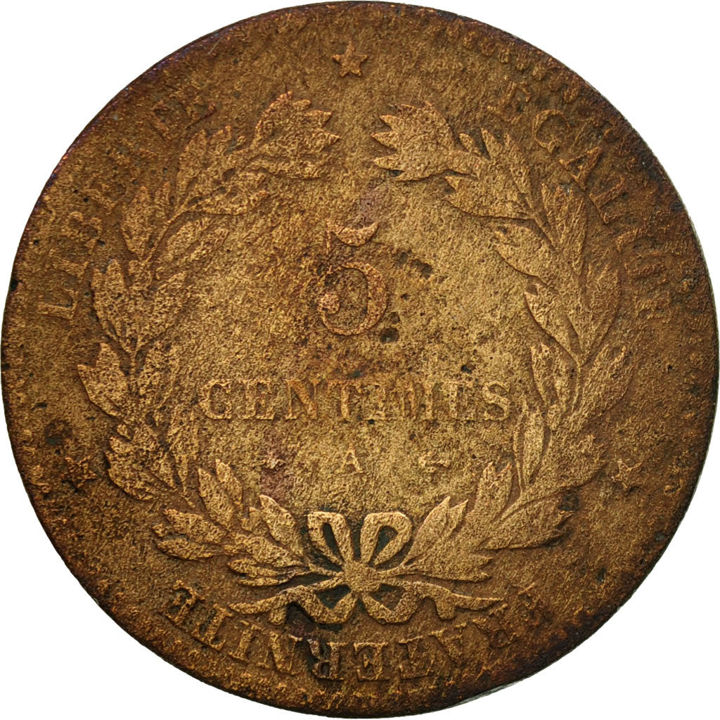Moneta, Francia, Cérès, 5 Centimes, 1874, Paris, MB, Bronzo, KM:821.1