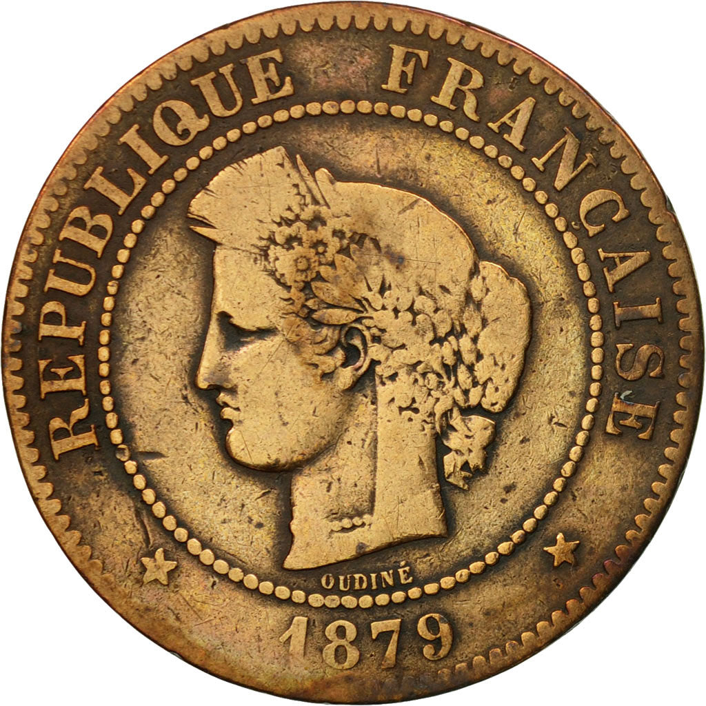 Moneta, Francia, Cérès, 5 Centimes, 1879, Paris, MB, Bronzo, KM:821.1