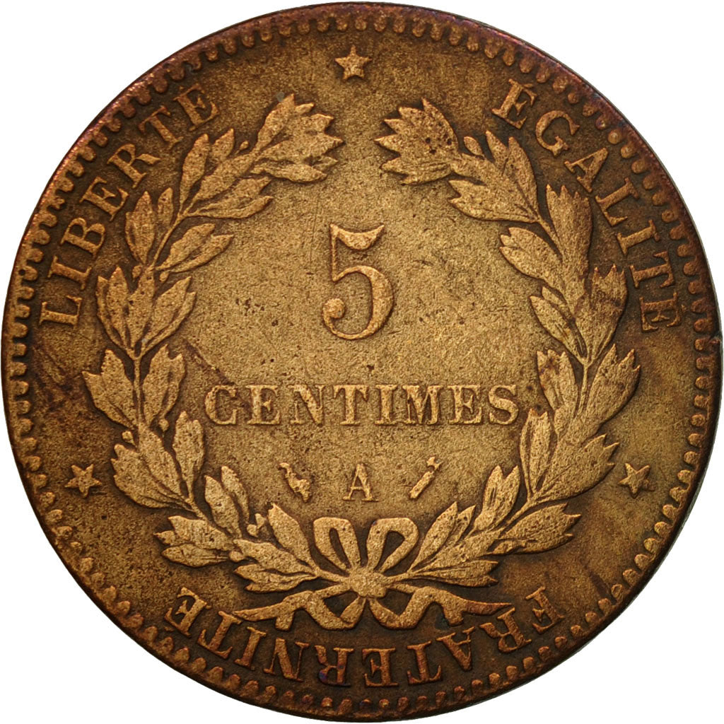 Münze, Frankreich, Cérès, 5 Centimes, 1881, Paris, S+, Bronze, KM:821.1