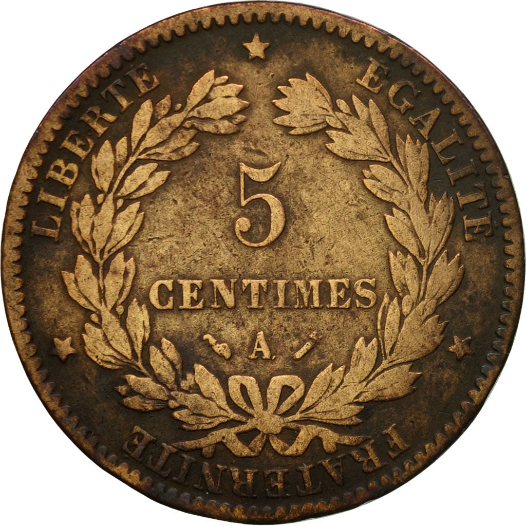 Moneda, Francia, Cérès, 5 Centimes, 1883, Paris, BC+, Bronce, KM:821.1