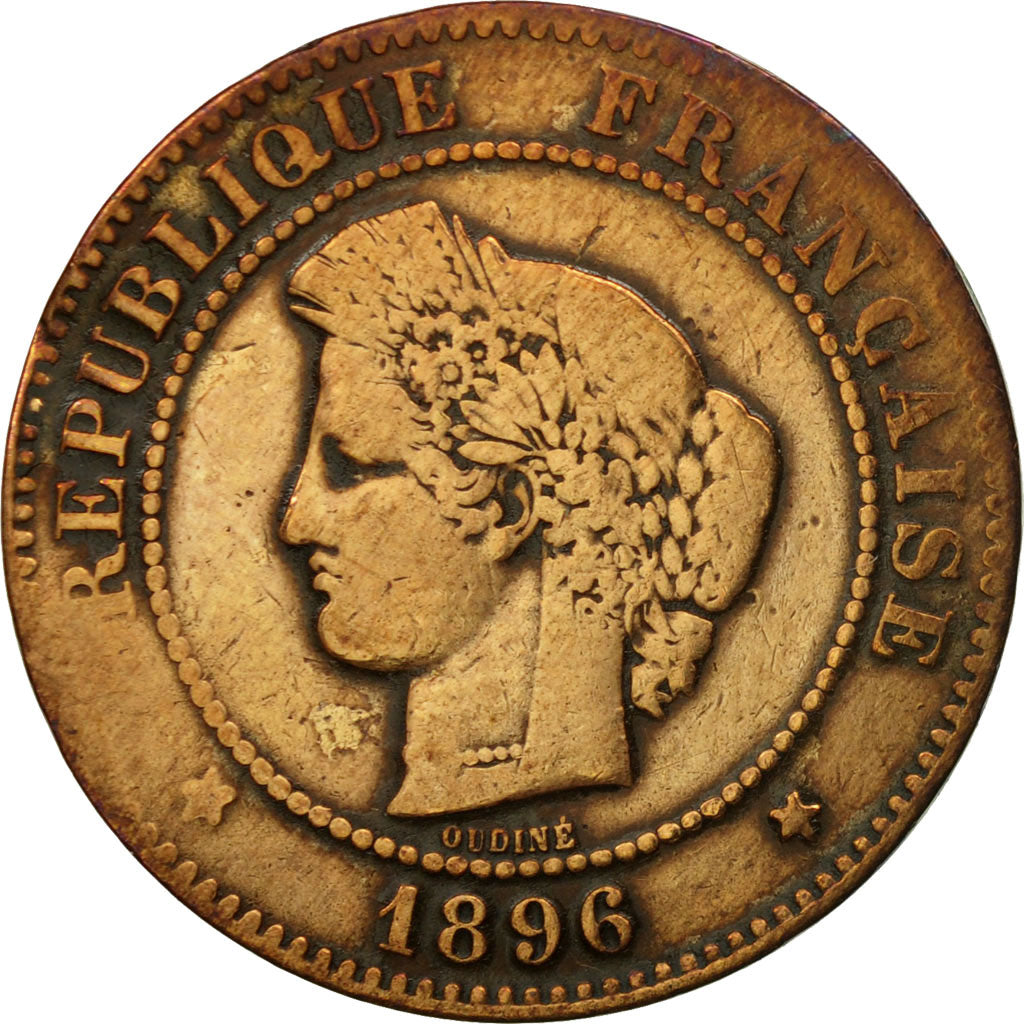 Münze, Frankreich, Cérès, 5 Centimes, 1896, Paris, S+, Bronze, KM:821.1