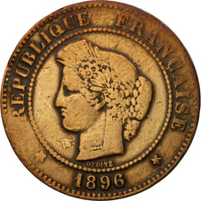 Münze, Frankreich, Cérès, 5 Centimes, 1896, Paris, S+, Bronze, KM:821.1