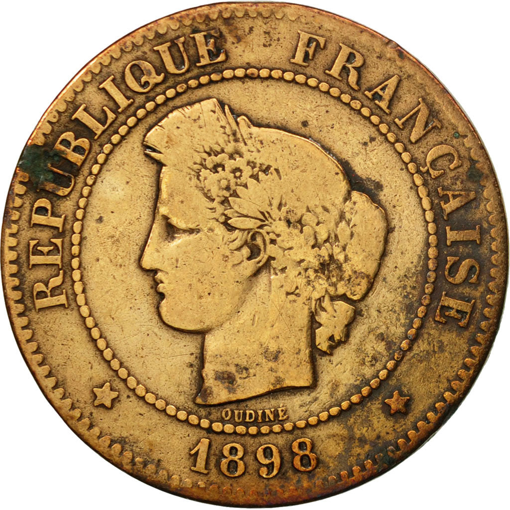Monnaie, France, Cérès, 5 Centimes, 1898, Paris, TB, Bronze, Gadoury:157a