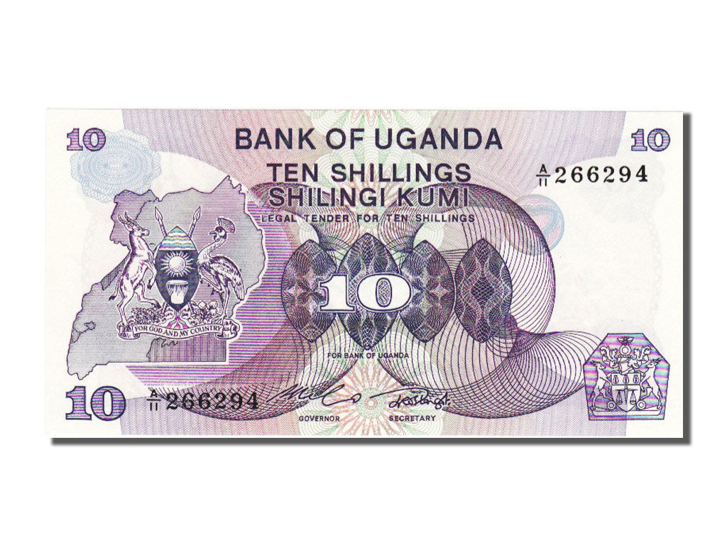 Uganda, 10 Shillings, 1982, KM #16, UNC(65-70), A11266294