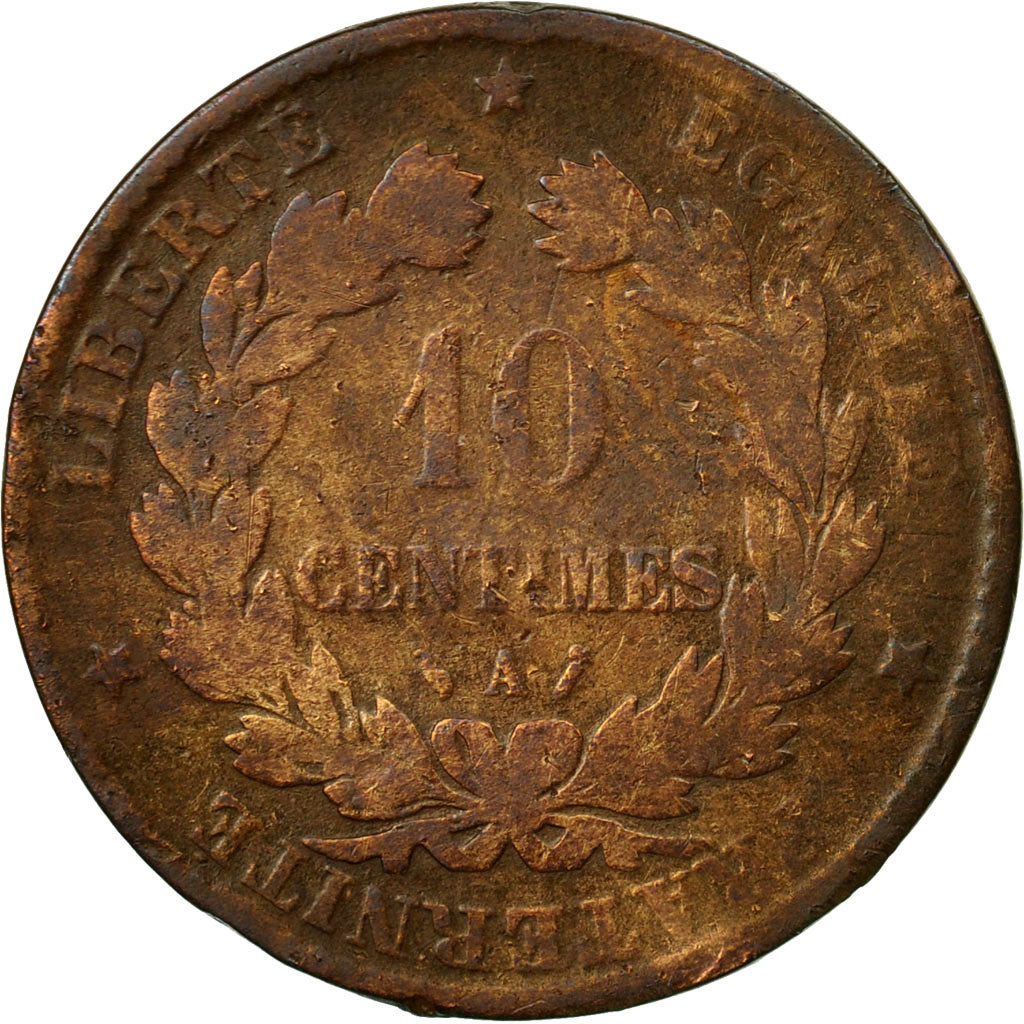 Moneta, Francia, Cérès, 10 Centimes, 1885, Paris, MB, Bronzo, KM:815.1