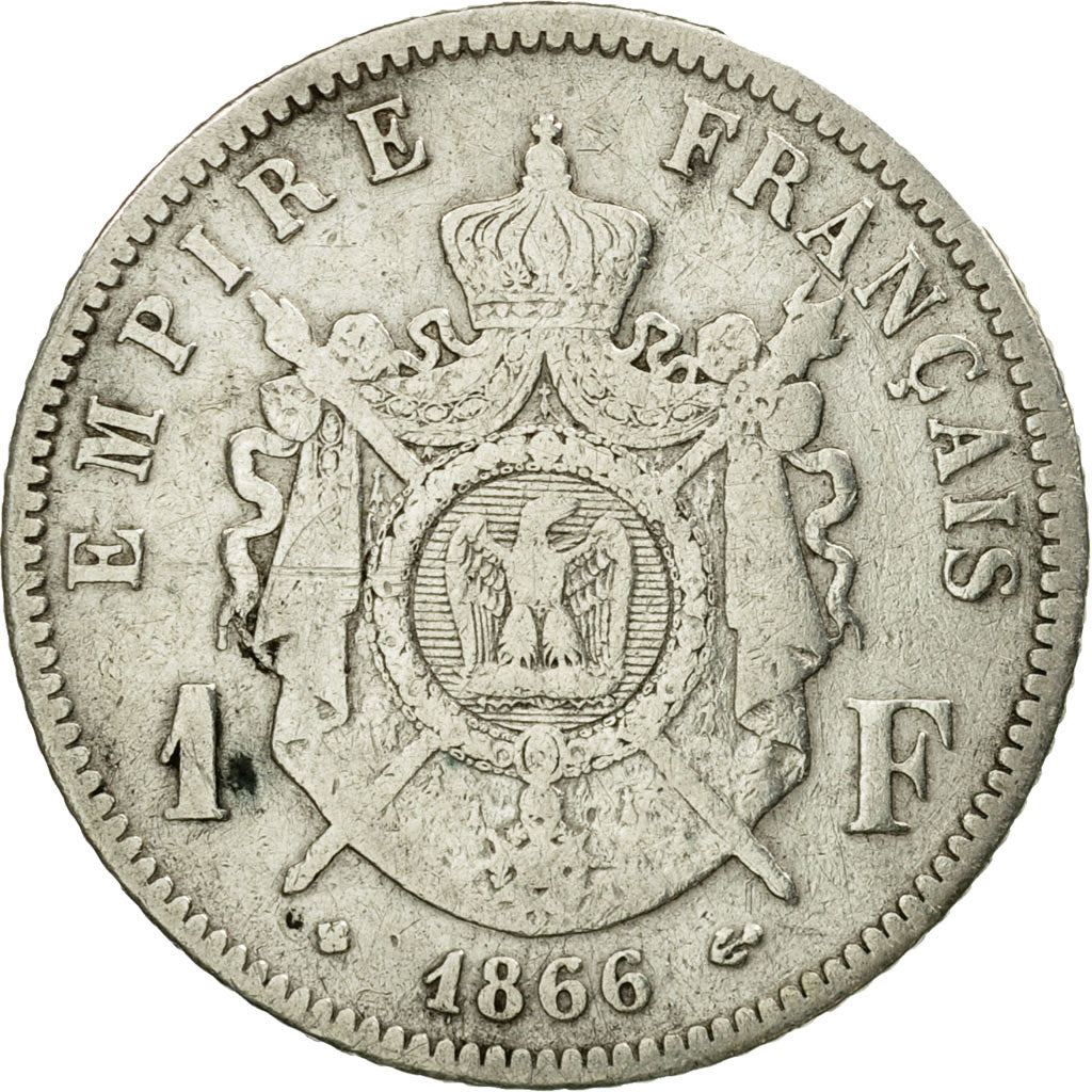 Moneda, Francia, Napoleon III, Napoléon III, Franc, 1866, Strasbourg, BC+