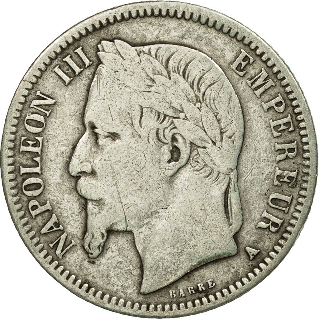 Monnaie, France, Napoleon III, Napoléon III, Franc, 1869, Paris, TB, Argent