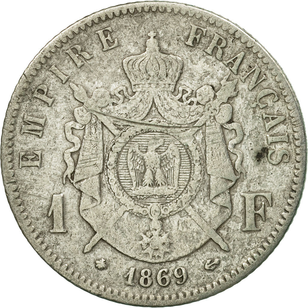 Monnaie, France, Napoleon III, Napoléon III, Franc, 1869, Paris, TB, Argent