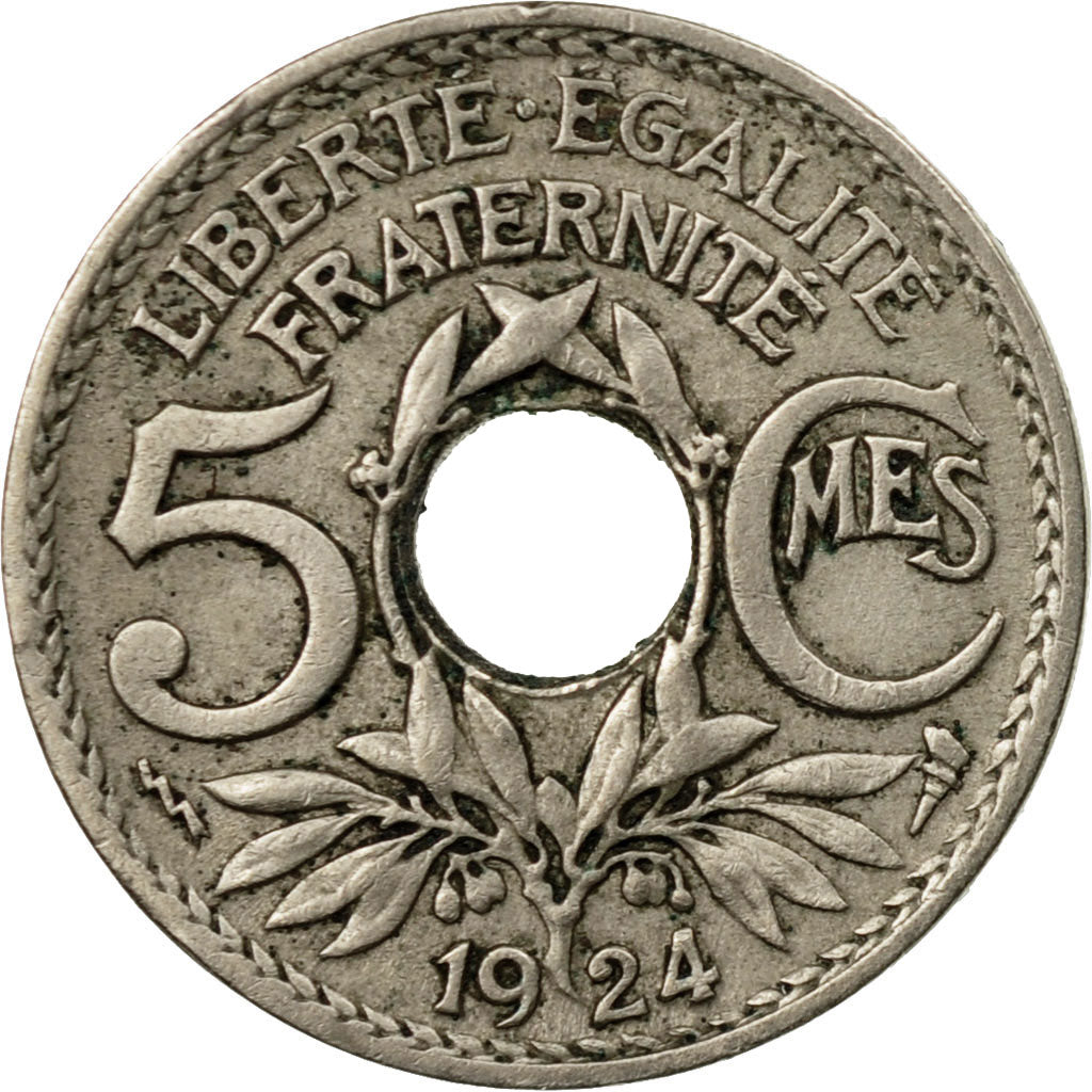Munten, Frankrijk, Lindauer, 5 Centimes, 1924, Poissy, FR+, Copper-nickel