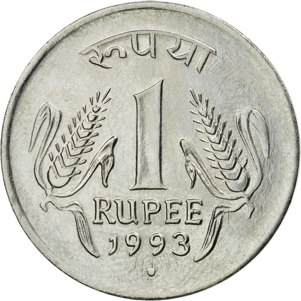 Coin, INDIA-REPUBLIC, Rupee, 1993, VF(30-35), Stainless Steel, KM:92.1