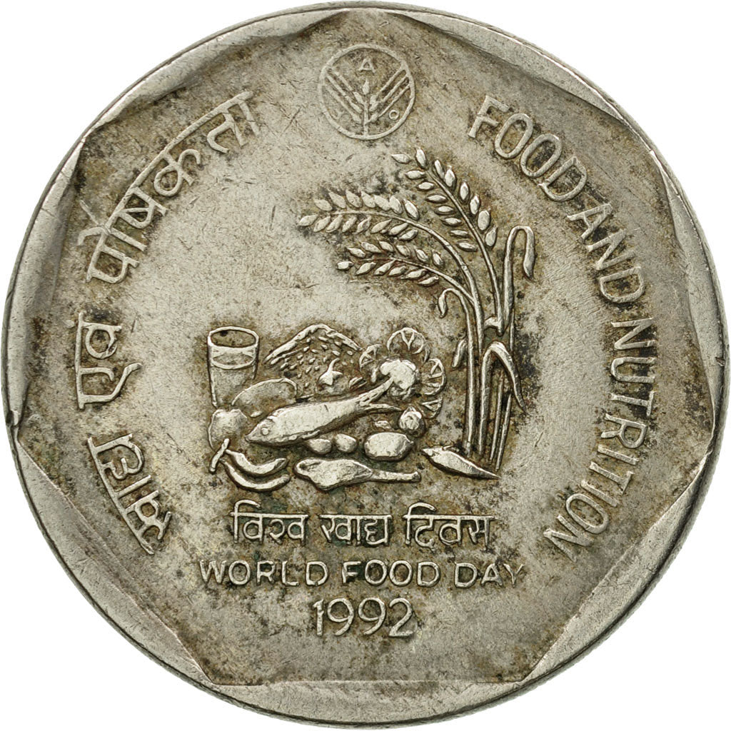 Monnaie, INDIA-REPUBLIC, Rupee, 1992, Calcutta, TB+, Copper-nickel, KM:94