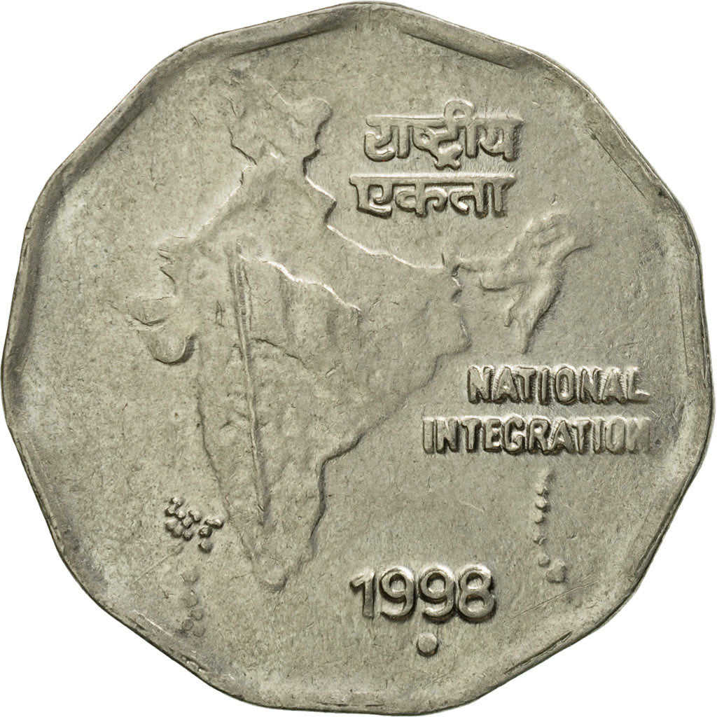 Monnaie, INDIA-REPUBLIC, 2 Rupees, 1998, TB+, Copper-nickel, KM:121.5