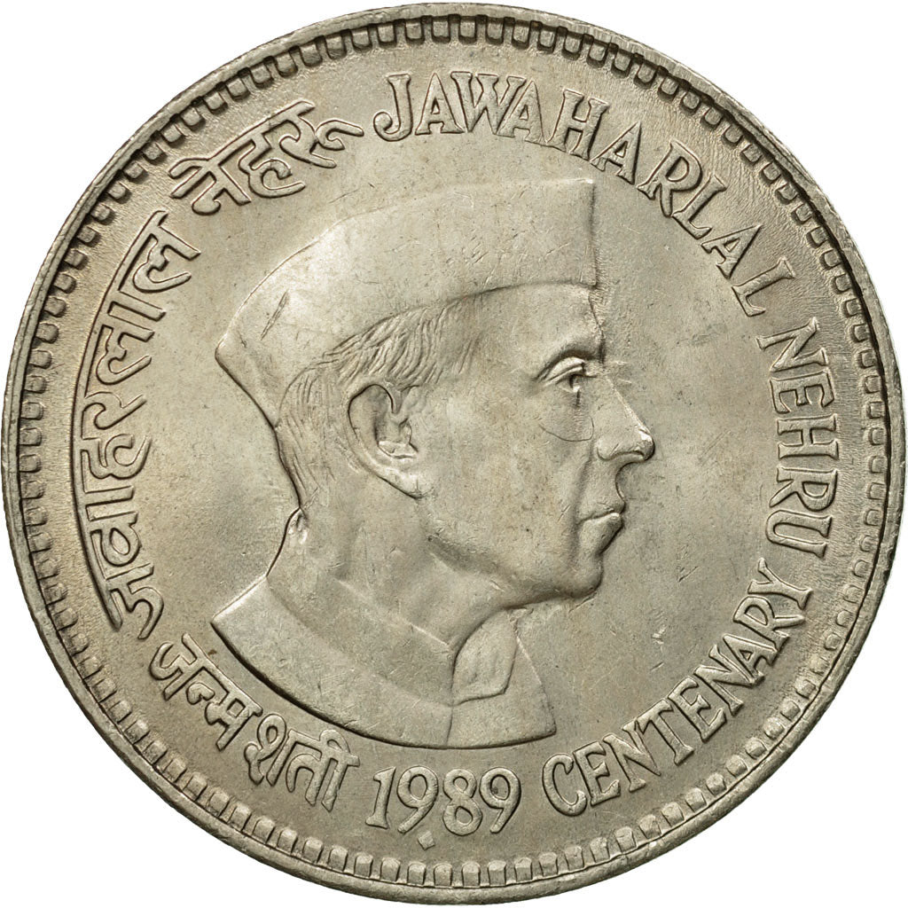 Moneta, REPUBBLICA DELL’INDIA, 5 Rupees, 1989, MB+, Rame-nichel, KM:151