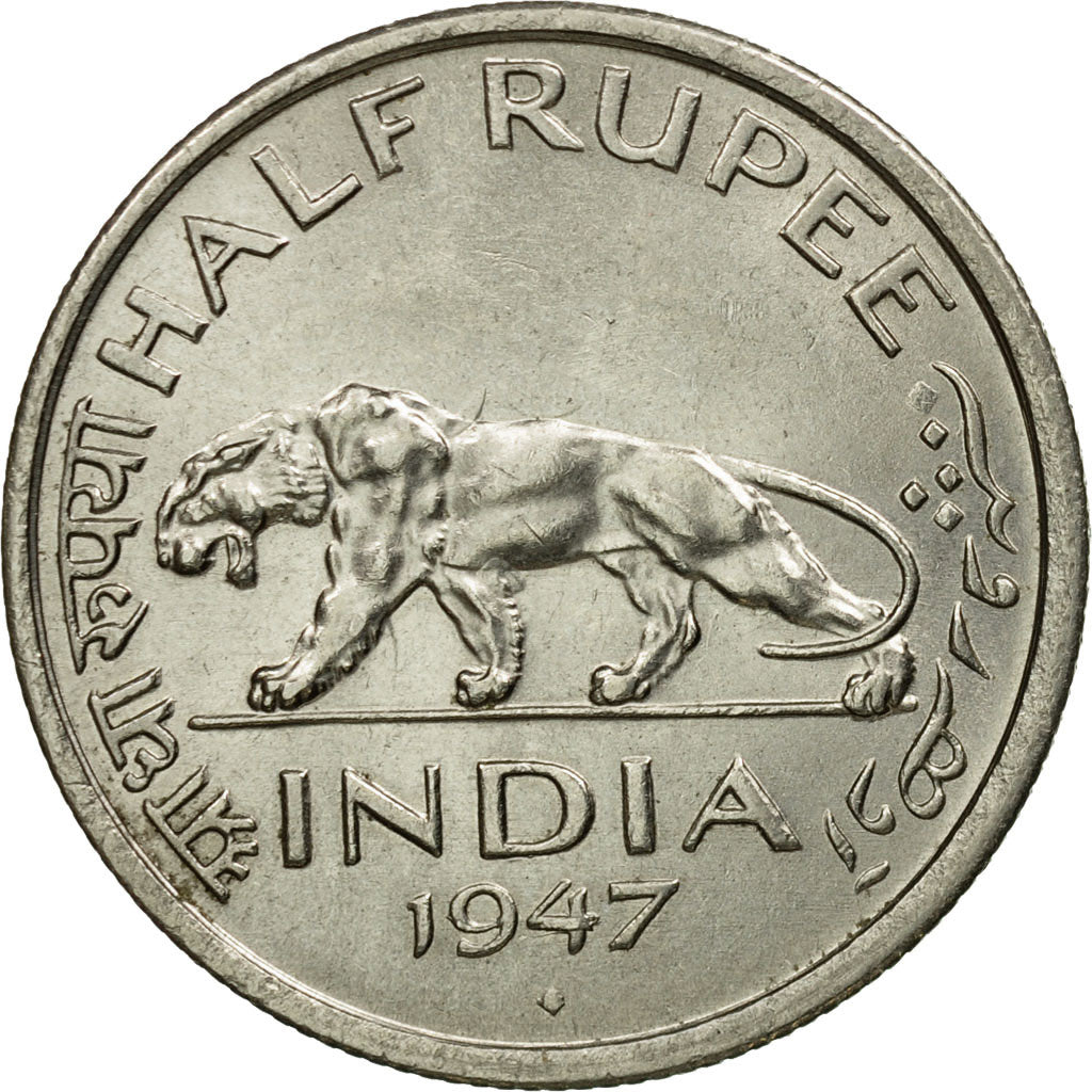 Monnaie, INDIA-BRITISH, George VI, 1/2 Rupee, 1947, TTB, Nickel, KM:553